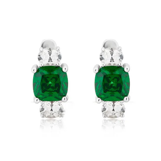 JMS always Earrings Original DiamondMuse Created Emerald and White Sapphire Gemstone Sterling Silver Hoop Earrings for Women JMS always Earrings Original DiamondMuse Created Emerald and White Sapphire Gemstone Sterling Silver Hoop Earrings for Women
