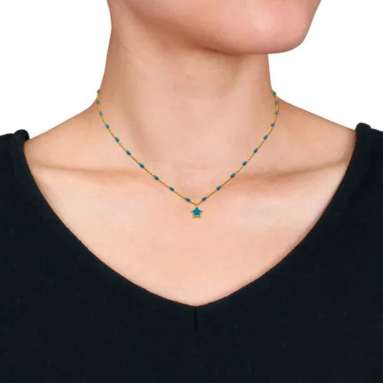 JMS always Necklaces Original Amour Blue Star Necklace in 14K Yellow Gold