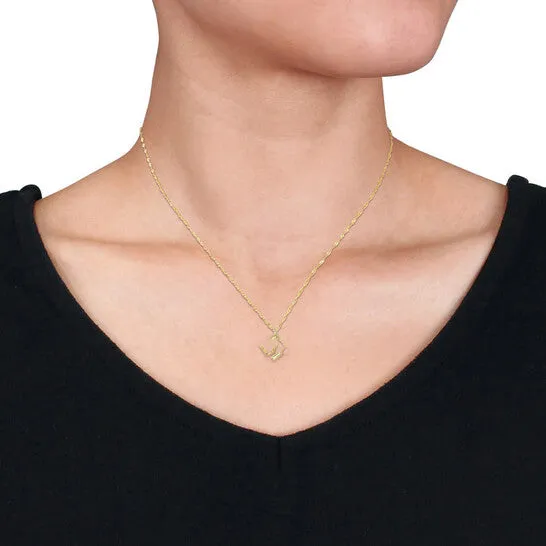 JMS always Original Amour Intial M Pendant with Chain in 14k Yellow Gold Necklaces