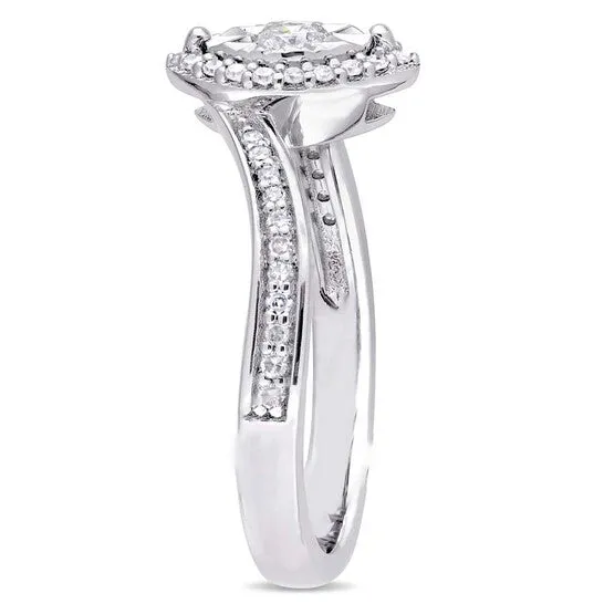 JMS always Rings Original Amour 14 CT TW Diamond Halo Twist Ring in Sterling Silver