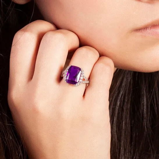 JMS always Rings Original Bertha Juliet Collection Womens 18k WG Plated Purple Statement Fashion Ring