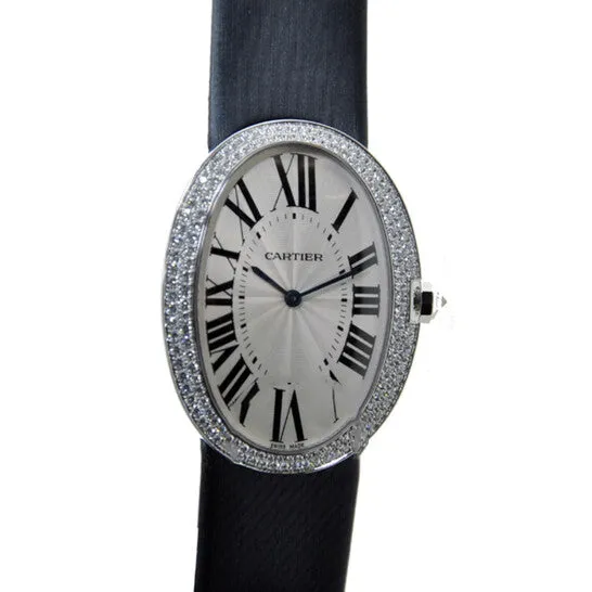 JMS always Watches Original Cartier Baignoire Manual Wind Diamond Bezel 18 kt White Gold Ladies Watch WB520009