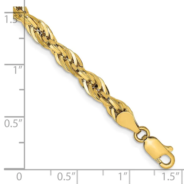 MDS Bracelets 14K Yellow Gold 8 inch 475mm Semi Solid Rope with Lobster Clasp Chain Bracelet MDS Bracelets 14K Yellow Gold 8 inch 475mm Semi Solid Rope with Lobster Clasp Chain Bracelet