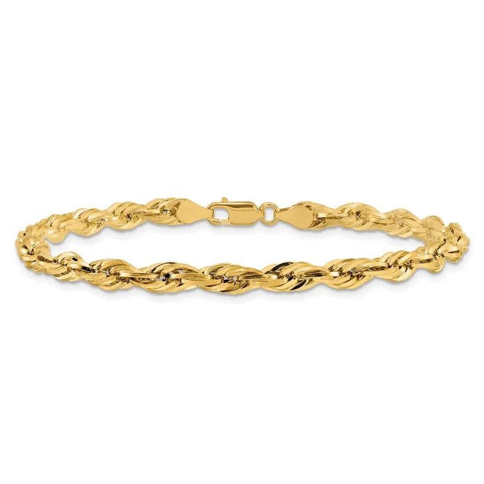 MDS Bracelets 14K Yellow Gold 8 inch 475mm Semi Solid Rope with Lobster Clasp Chain Bracelet MDS Bracelets 14K Yellow Gold 8 inch 475mm Semi Solid Rope with Lobster Clasp Chain Bracelet