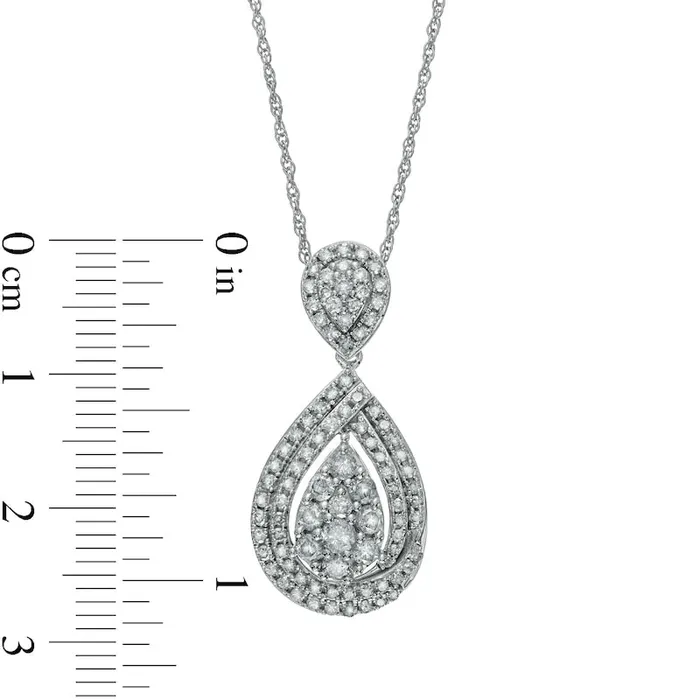 Necklaces 1 CT TW Composite Natural Diamond Teardrop Pendant in 10K White Gold Goldia