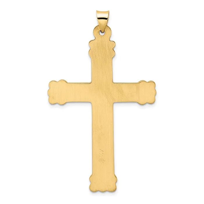 Necklaces 14k Yellow Gold Polished and Textured Solid Circle Center Cross Pendant Goldia