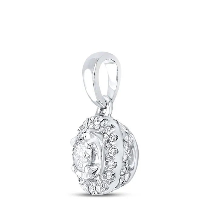 Necklaces gndatlanta 14k White Gold Round Diamond Solitaire Halo Pendant 14 Cttw
