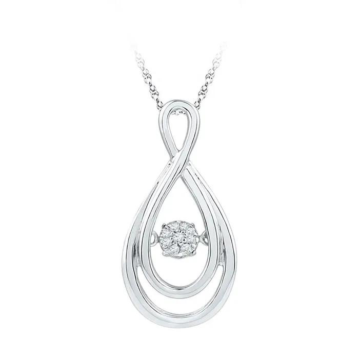Necklaces gndatlanta 14k White Gold Round Diamond Solitaire Moving Twinkle Teardrop Pendant 120 Cttw