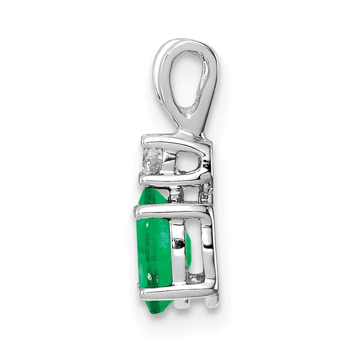 Necklaces Goldia 14k White Gold 6x4mm Oval Emerald A Real Diamond pendant
