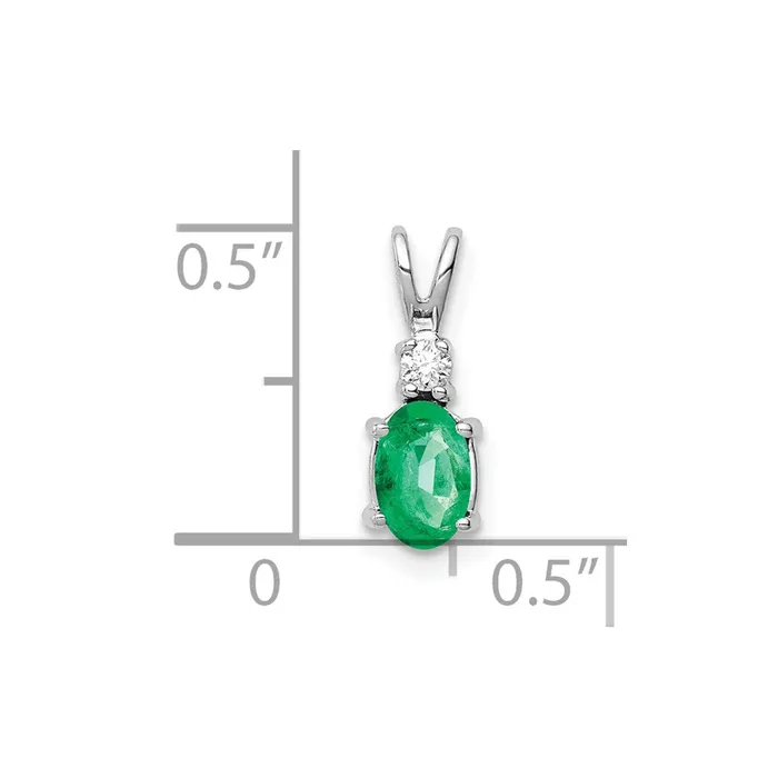 Necklaces Goldia 14k White Gold 6x4mm Oval Emerald A Real Diamond pendant