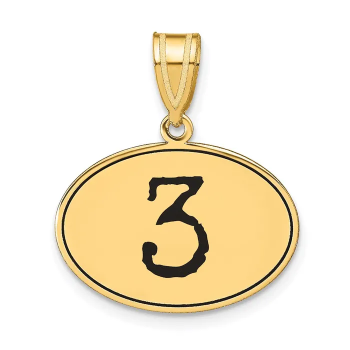 Necklaces Goldia 14k Yellow Gold Polished Number 3 Black Enamel Oval Pendant Necklaces Goldia 14k Yellow Gold Polished Number 3 Black Enamel Oval Pendant