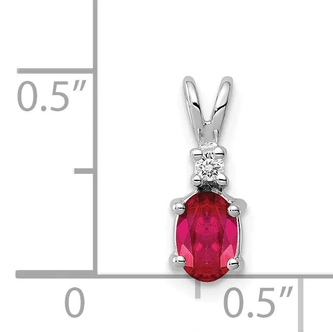 Necklaces Goldiacom 14k White Gold 6x4mm Oval Ruby A Diamond pendant