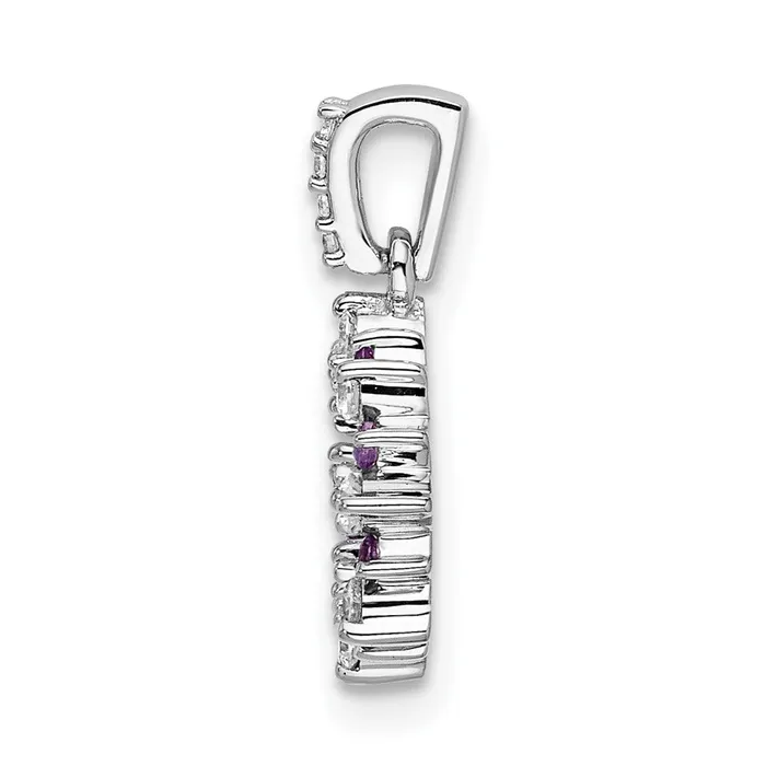 Necklaces Goldia Solid 14k White Gold Simulated CZ and 08 Amethyst Fancy Circle Pendant