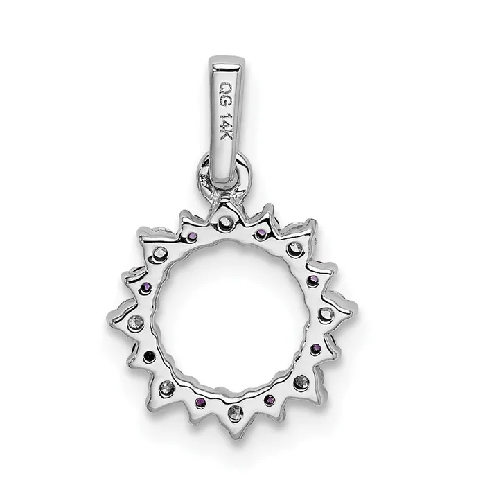 Necklaces Goldia Solid 14k White Gold Simulated CZ and 08 Amethyst Fancy Circle Pendant