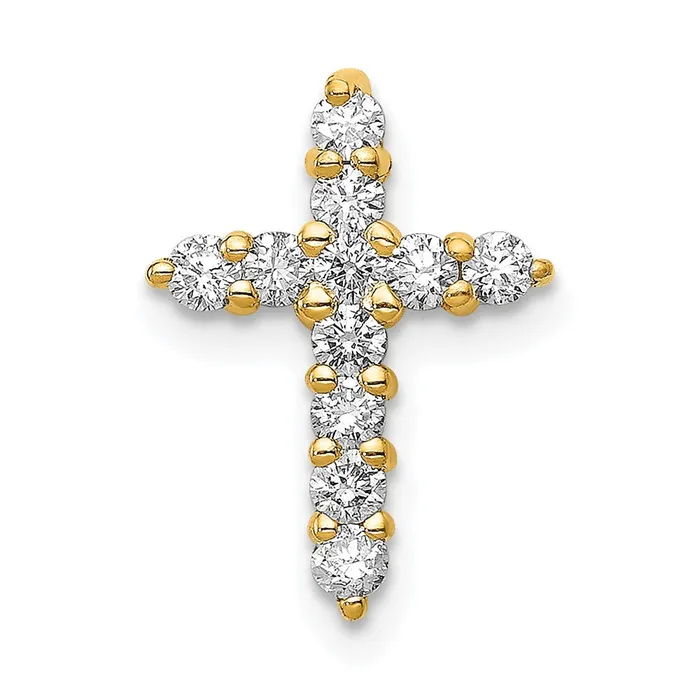 Necklaces Goldia Solid 14k Yellow Gold AA 13ct Simulated CZ Cross Pendant