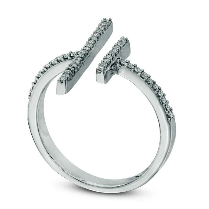 Rings 013 CT TW Natural Diamond Double Bar Open Ring in Sterling Silver Goldia Rings 013 CT TW Natural Diamond Double Bar Open Ring in Sterling Silver Goldia