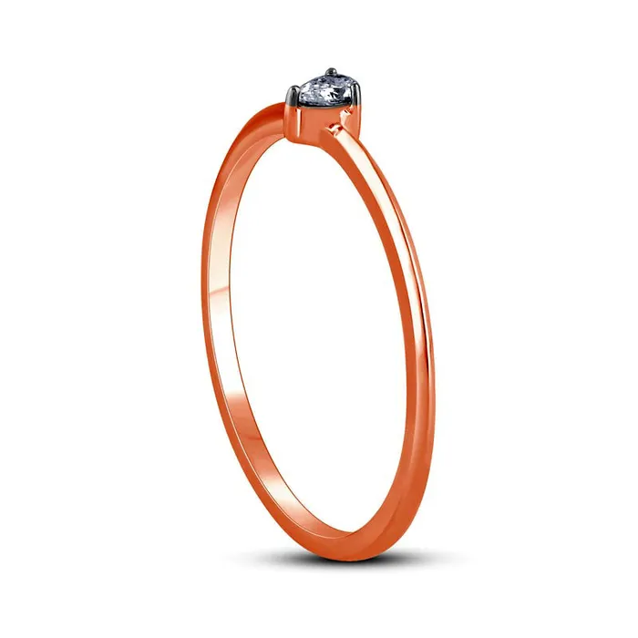 Rings Goldia 005 CT PearShaped Natural Clarity Enhanced Diamond Solitaire Promise Ring in Solid 10K Rose Gold