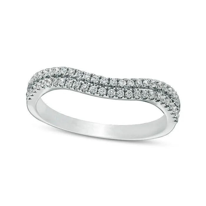 Rings Goldia 025 CT TW Natural Diamond Double Contour Anniversary Band in Solid 10K White Gold Rings Goldia 025 CT TW Natural Diamond Double Contour Anniversary Band in Solid 10K White Gold