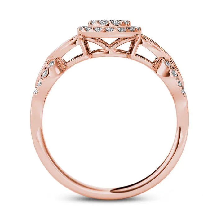 Rings Goldia 050 CT TW Composite Natural Diamond Double Frame Petal Engagement Ring in Solid 14K Rose Gold Rings Goldia 050 CT TW Composite Natural Diamond Double Frame Petal Engagement Ring in Solid 14K Rose Gold