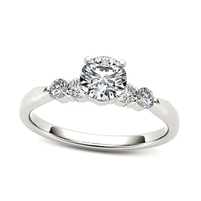 Rings Goldia 050 CT TW Natural Diamond Engagement Ring in Solid 14K White Gold Rings Goldia 050 CT TW Natural Diamond Engagement Ring in Solid 14K White Gold