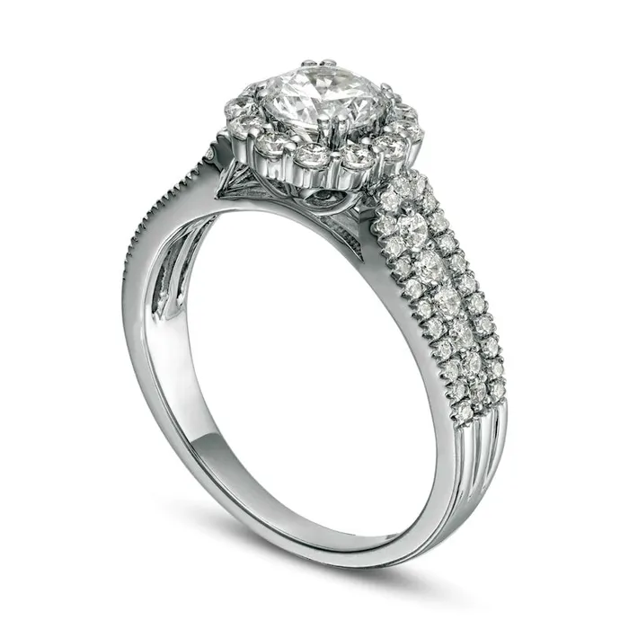 Rings Goldia 125 CT TW Natural Diamond Frame Rounded Shank Engagement Ring in Solid 14K White Gold Rings Goldia 125 CT TW Natural Diamond Frame Rounded Shank Engagement Ring in Solid 14K White Gold