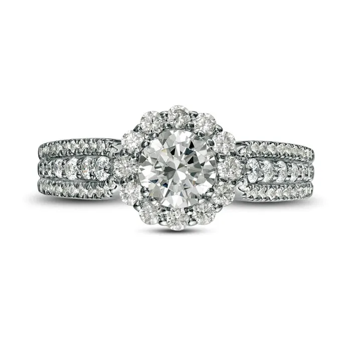 Rings Goldia 125 CT TW Natural Diamond Frame Rounded Shank Engagement Ring in Solid 14K White Gold Rings Goldia 125 CT TW Natural Diamond Frame Rounded Shank Engagement Ring in Solid 14K White Gold
