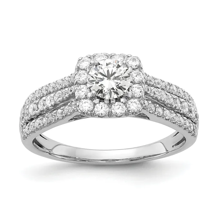 Rings Goldia 10k White Gold 1 Ct Lab Grown Diamond VSSI G Round Halo Engagement Ring