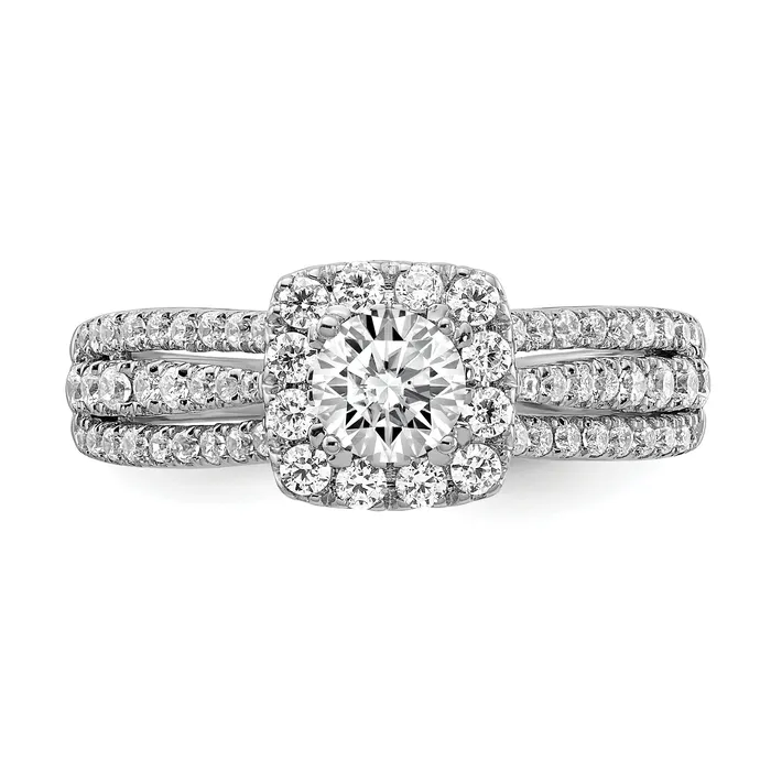 Rings Goldia 10k White Gold 1 Ct Lab Grown Diamond VSSI G Round Halo Engagement Ring
