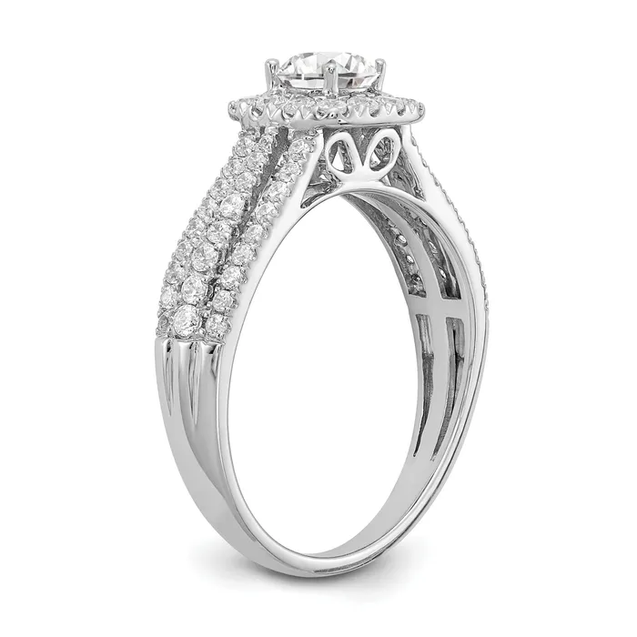 Rings Goldia 10k White Gold 1 Ct Lab Grown Diamond VSSI G Round Halo Engagement Ring