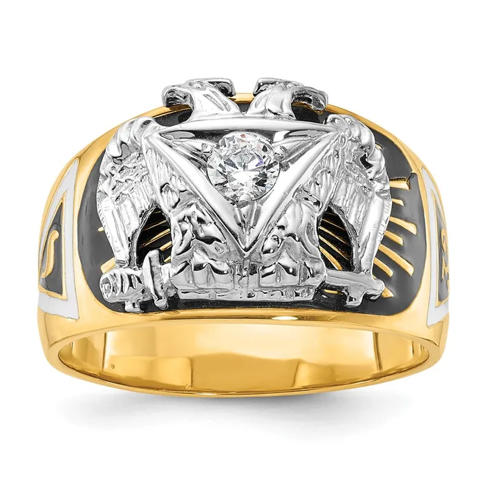 Rings Goldia 14k Twotone Gold Mens Polished and Textured 32nd Degree Scottish Rite Masonic Ring Mounting