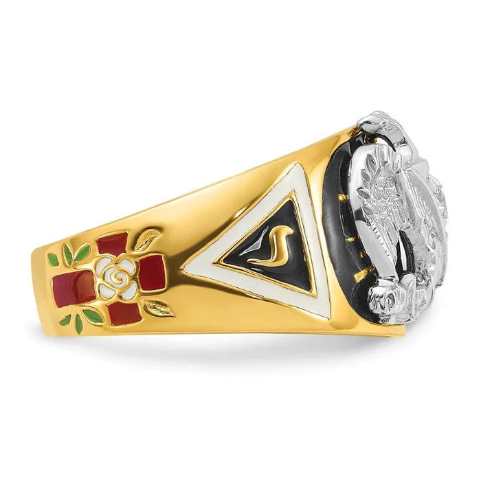 Rings Goldia 14k Twotone Gold Mens Polished and Textured 32nd Degree Scottish Rite Masonic Ring Mounting