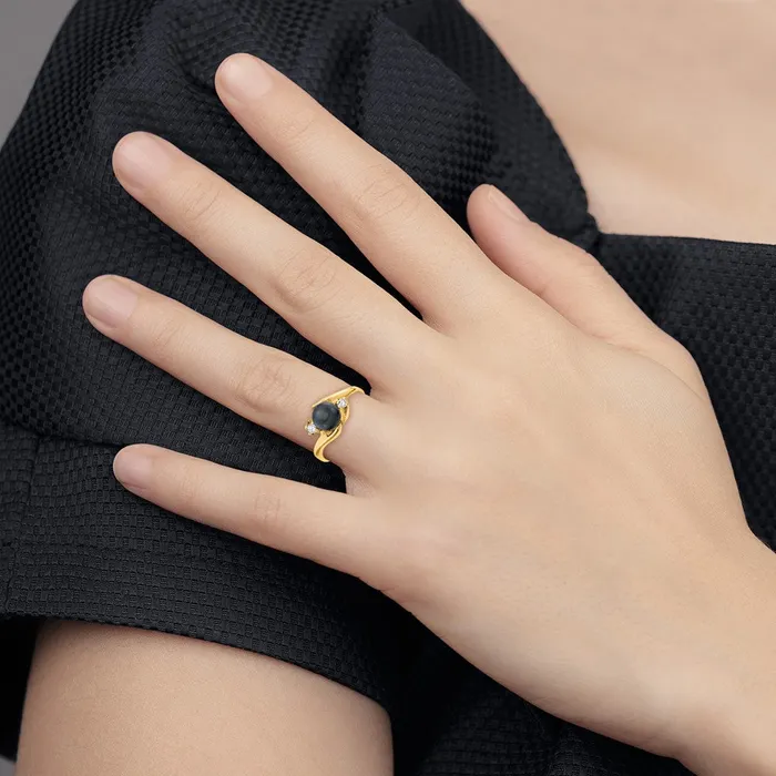 Rings Goldia 14k Yellow Gold 6mm Black FW Cultured Pearl AAA Diamond ring