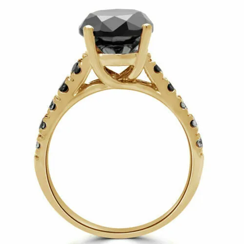 Rings Goldiacom 300 Ct Round Cut Genuine Black Diamond Engagement Ring Solid 10k Yellow Gold