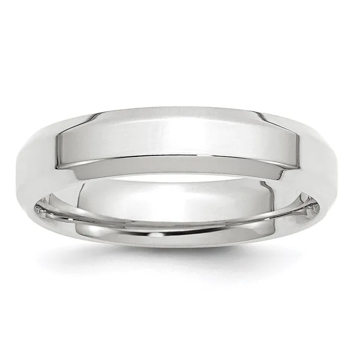 Rings Goldia Solid 14K White Gold 5mm Bevel Edge Comfort Fit MensWomens Wedding Band Ring Size 95