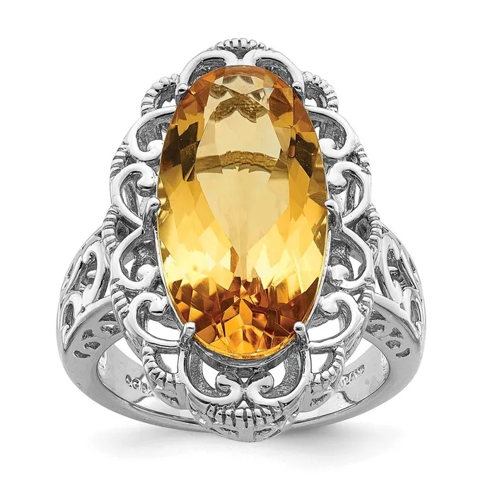 Rings Goldia Sterling Silver Rhodium Citrine Ring