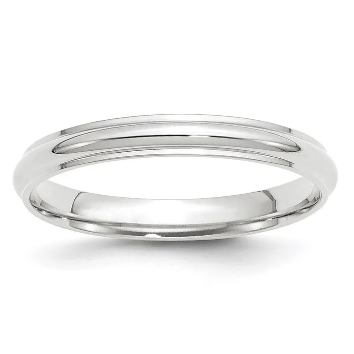 Solid 10K White Gold 3mm Half Round with Edge MensWomens Wedding Band Ring Size 115 Goldia Rings