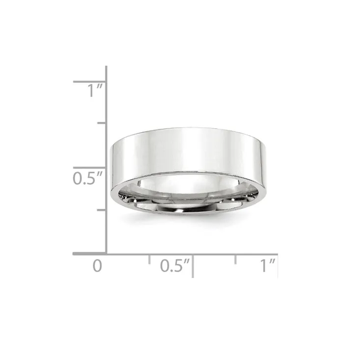 Solid 10K White Gold 7mm Standard Flat Comfort Fit MensWomens Wedding Band Ring Size 8 Goldia Rings