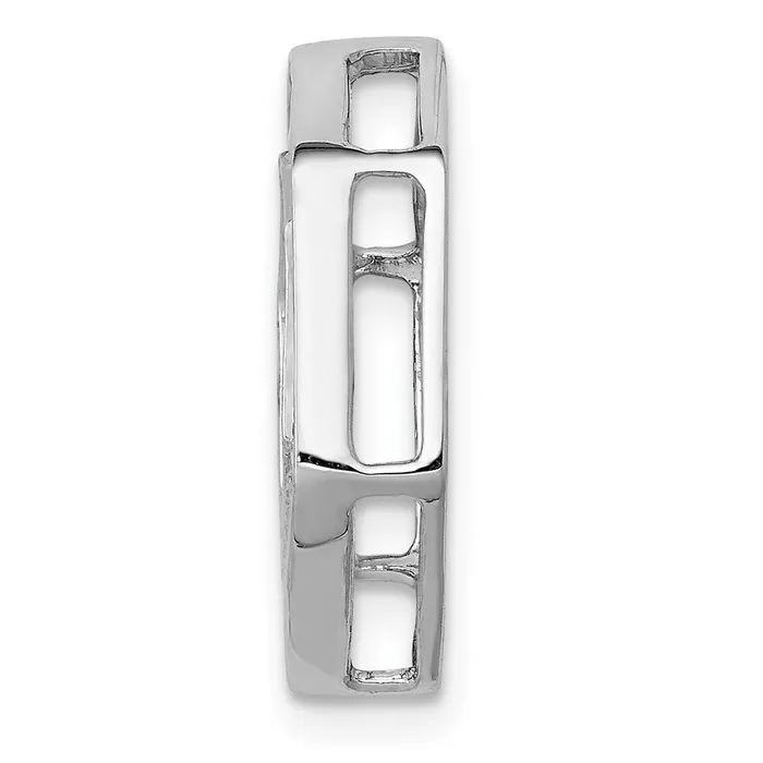 Solid 14k White Gold 12ct Simulated CZ Fancy Hexagon Chain Slide Goldia Necklaces