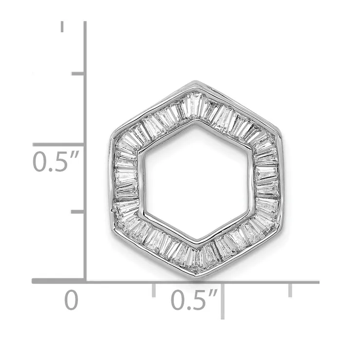 Solid 14k White Gold 12ct Simulated CZ Fancy Hexagon Chain Slide Goldia Necklaces