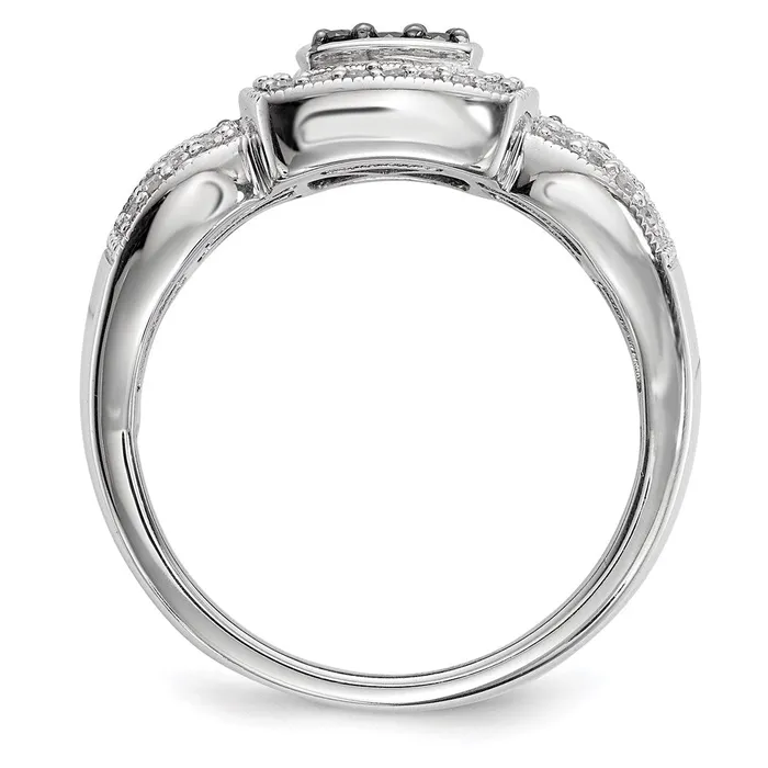 Sterling Silver Black Diamond Square Ring Goldia Rings