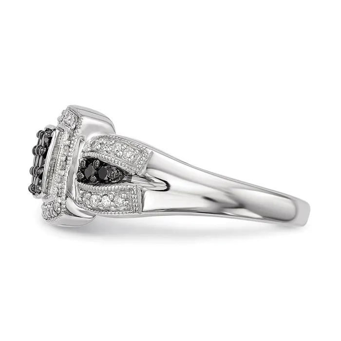 Sterling Silver Black Diamond Square Ring Goldia Rings