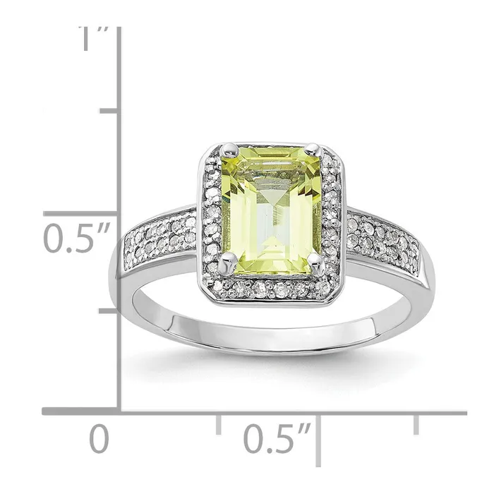 Sterling Silver Rhodiumplated Diamond u0026 Lemon Quartz Ring Goldia Rings