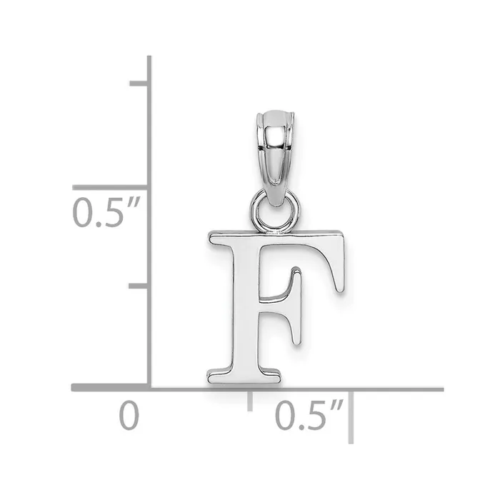 10K White Gold Polished F Block Initial Charm TreasureFineJewelers Charm Necklaces