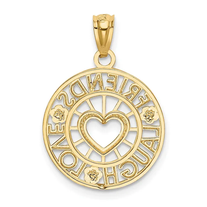 14k and Rhodium Friends Laugh Love Circle Pendant TreasureFineJewelers Necklaces