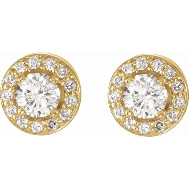 14K Yellow Gold 38 CTW Natural Diamond HaloStyle Earrings TreasureFineJewelers Earrings