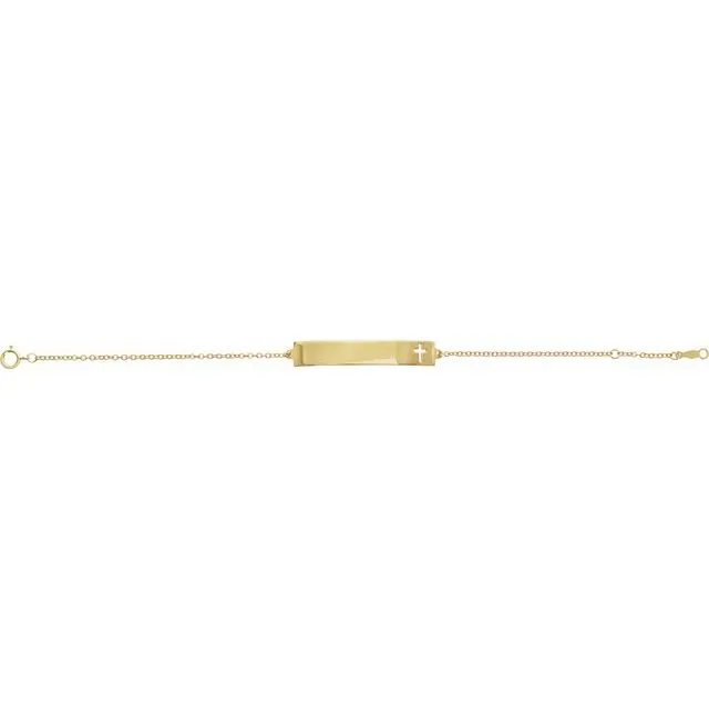 14K Yellow Gold Pierced Cross Bar 6 127 12 Bracelet TreasureFineJewelers Bracelets