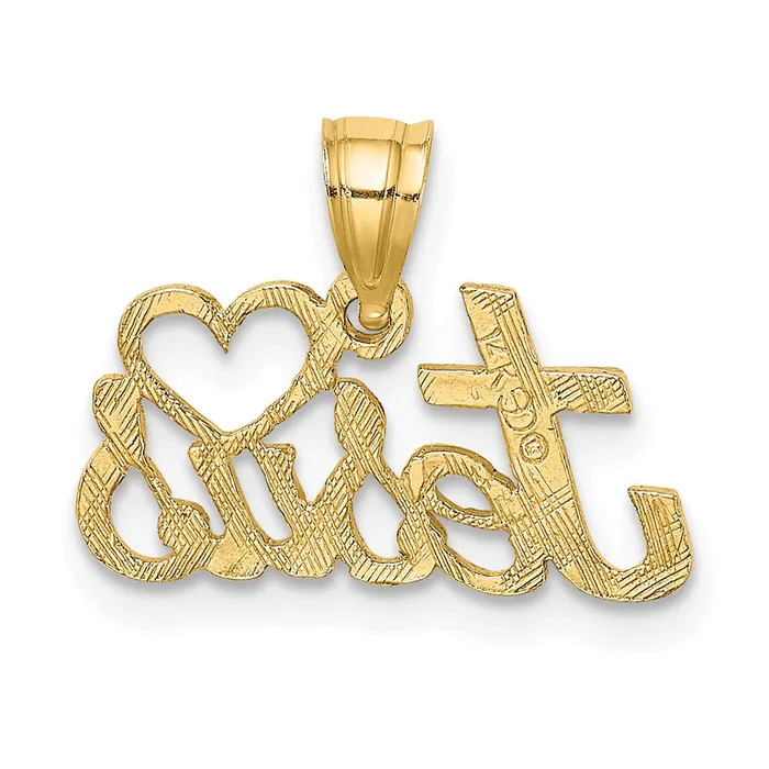 Charm Necklaces TreasureFineJewelers 14K LOVE JESUS Script Charm