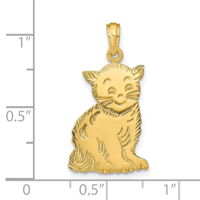 Charm Necklaces TreasureFineJewelers 14k Polished Cat Charm
