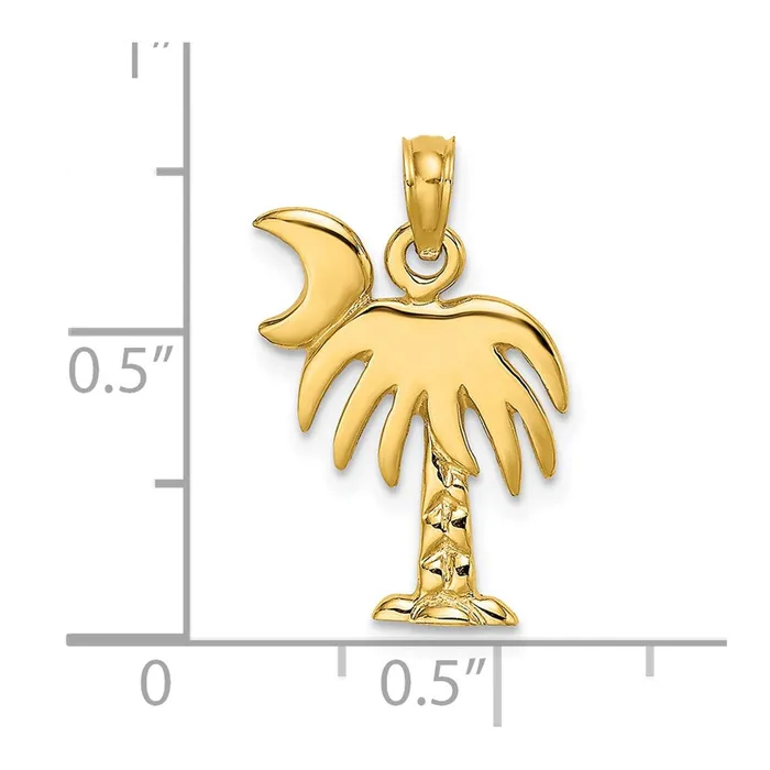 Charm Necklaces TreasureFineJewelers 14K Polished Charleston Palm Tree Charm