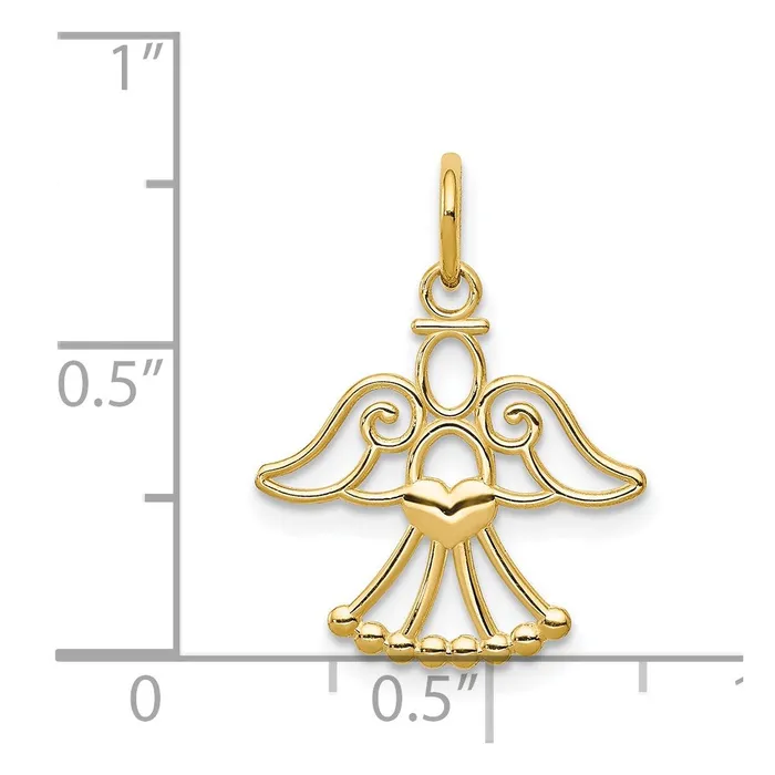 Charm Necklaces TreasureFineJewelers 14k Yellow Gold Angel Charm